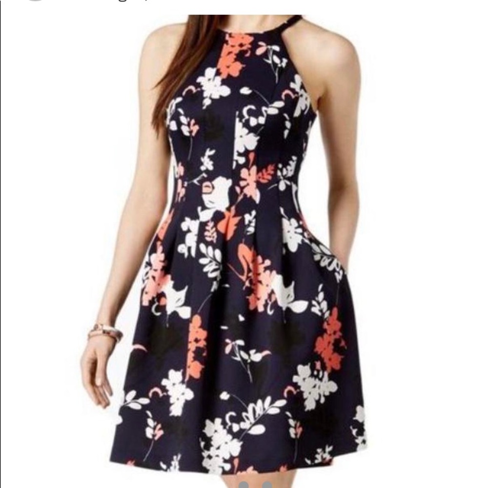 Vince Camuto Navy Floral Fit&Flare Dress
